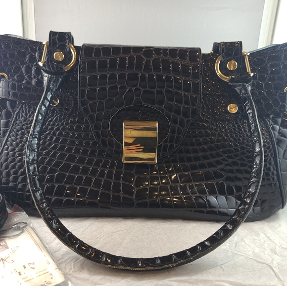 Classic Elegance: Vintage Maggio & Rosetto Cocco Ligator Black Bag - Picture 2 of 11
